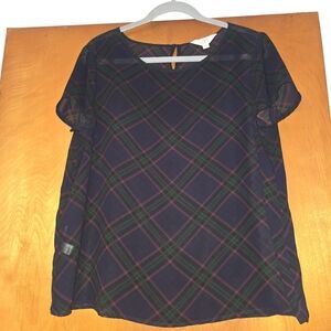 Sheer plaid LOFT blouse